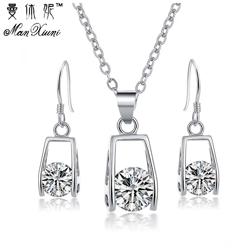 Womens Fashion Jewelry Set Shiny Cubic zirconia Drop Hook Earrings Silver Plated Pendnat Necklace Set Party Luxury Jewelry Set
Womens Fashion Jewelry Set Shiny Cubic zirconia Drop Hook Earrings Silver Plated Pendnat Necklace Set Party Luxury Jewelry Set