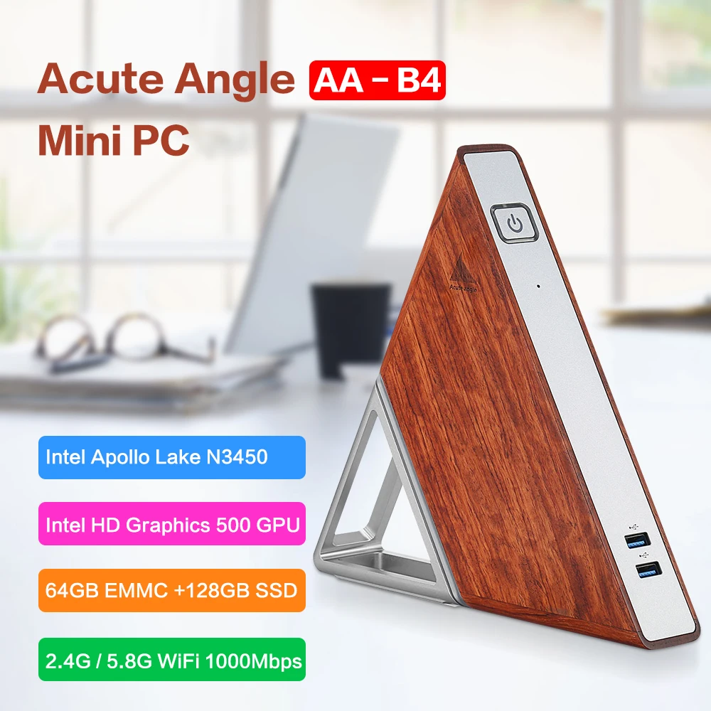 

Acute Angle AA-B4 DIY Mini PC Intel Apollo Lake N3450 Windows10 8GB RAM 64GB EMMC 128GB SSD 2.4G 5.8G WiFi 1000Mbps BT4.0 TV Box