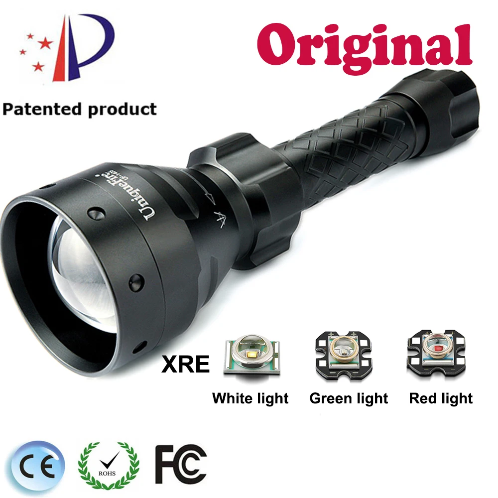 UniqueFire 3 Modes UF-1405 XRE Portable Zoomable Torch Black Led flashlight with Green / Red / White Light For Camping
UniqueFire 3 Modes UF-1405 XRE Portable Zoomable Torch Black Led flashlight with Green / Red / White Light For Camping