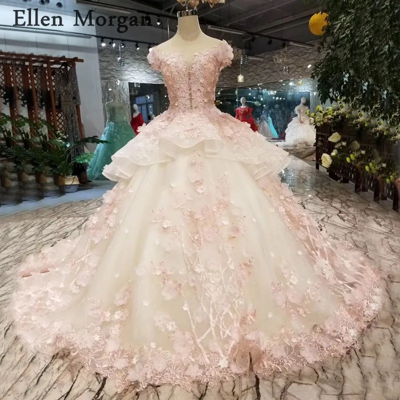 Pink Lace Ball Gowns Wedding Dresses 2019 Cap Sleeves Court Train Corset Flowers Custom Made Real Photos Puffy Bridal Gowns
Pink Lace Ball Gowns Wedding Dresses 2019 Cap Sleeves Court Train Corset Flowers Custom Made Real Photos Puffy Bridal Gowns