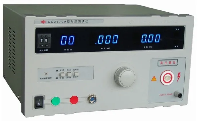 Fast arrival ChangChuang CC2670A AC Hi-pot Tester voltage tester Output voltage0-5KV(AC),Leakage current range 0-2/20mA(AC)
Fast arrival ChangChuang CC2670A AC Hi-pot Tester voltage tester Output voltage0-5KV(AC),Leakage current range 0-2/20mA(AC)