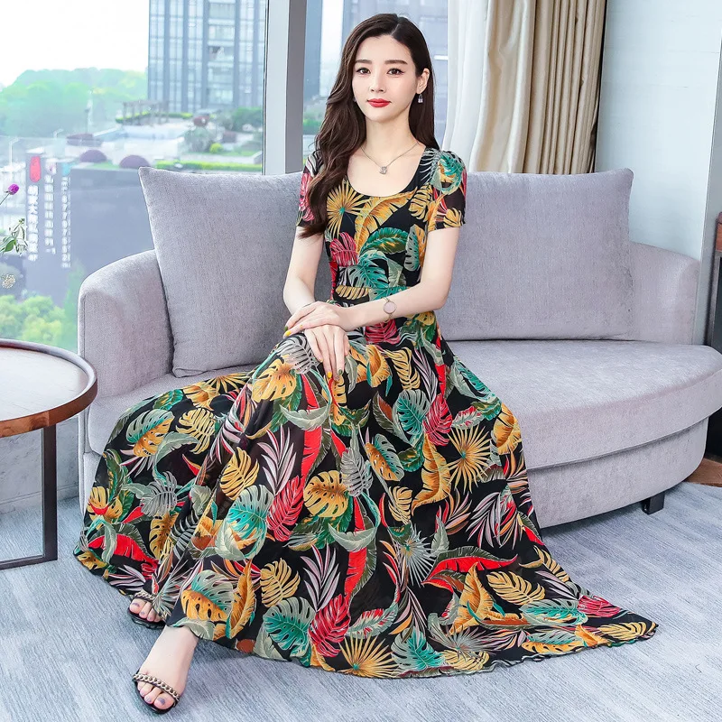 Summer Korean Type Short Sleeve Round Collar A-line Printed Beach Style Chiffon Dress
Summer Korean Type Short Sleeve Round Collar A-line Printed Beach Style Chiffon Dress