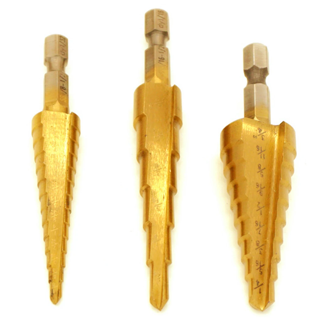 3Pcs Inch HSS hex shank titanium coating power tool carbide drill bit micro drill bit drill pagoda bit suit step drill
3Pcs Inch HSS hex shank titanium coating power tool carbide drill bit micro drill bit drill pagoda bit suit step drill