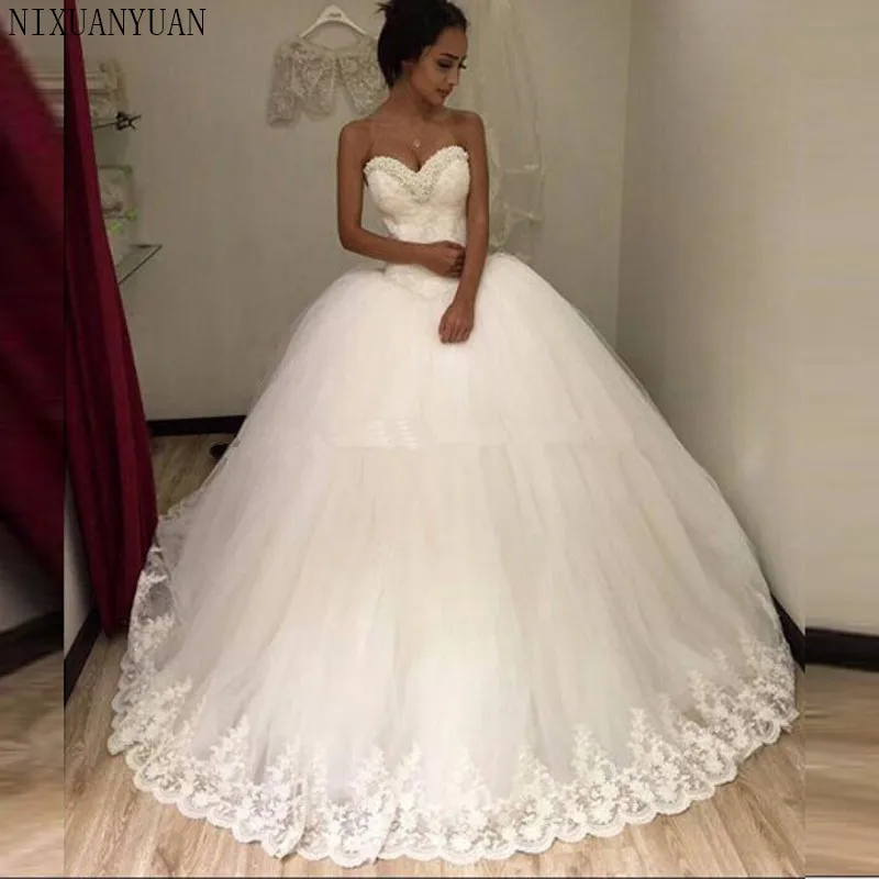 Sexy 2019 New White Beaded Lace Tulle Ball Gown Wedding Dress Vestidos De Noiva Bridal Gowns Wedding Gowns for Bride
Sexy 2019 New White Beaded Lace Tulle Ball Gown Wedding Dress Vestidos De Noiva Bridal Gowns Wedding Gowns for Bride
