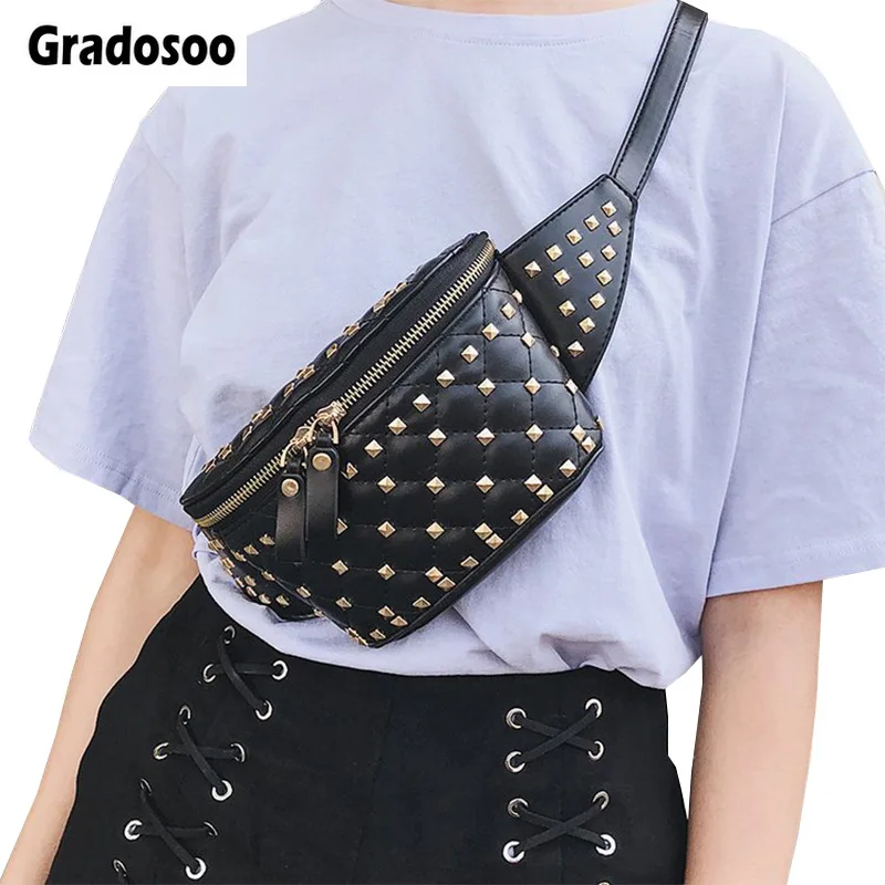Gradosoo Rivet Chest Bags Women Quilted Waist Bags For Women Fanny Pack Female Waist Pack Street Belly Bags Women's Purse LBF571
Gradosoo Rivet Chest Bags Women Quilted Waist Bags For Women Fanny Pack Female Waist Pack Street Belly Bags Women's Purse LBF571