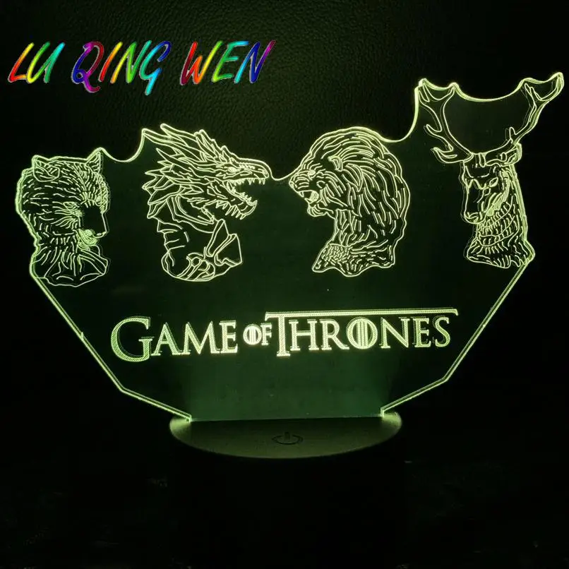Game Of Thrones House logo led night lights for kids bedroom House Stark Lannister Baratheon House Targaryen child nightlight 3d
Game Of Thrones House logo led night lights for kids bedroom House Stark Lannister Baratheon House Targaryen child nightlight 3d
