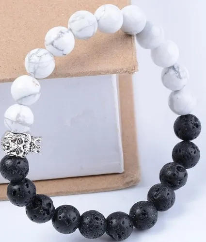 8mm whb42 adjusted Charm white Howlite Bracelet black volcanic lava Stone bead essential oils diffuser women
8mm whb42 adjusted Charm white Howlite Bracelet black volcanic lava Stone bead essential oils diffuser women