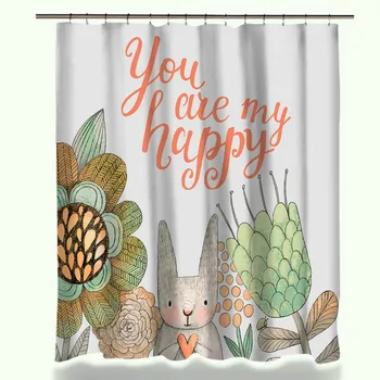 Polyester Fabric Flower Rabbit Pattern Waterproof Mildew Proof Shower Curtain For Child Bathing Curtain with 12 Hooks
Polyester Fabric Flower Rabbit Pattern Waterproof Mildew Proof Shower Curtain For Child Bathing Curtain with 12 Hooks