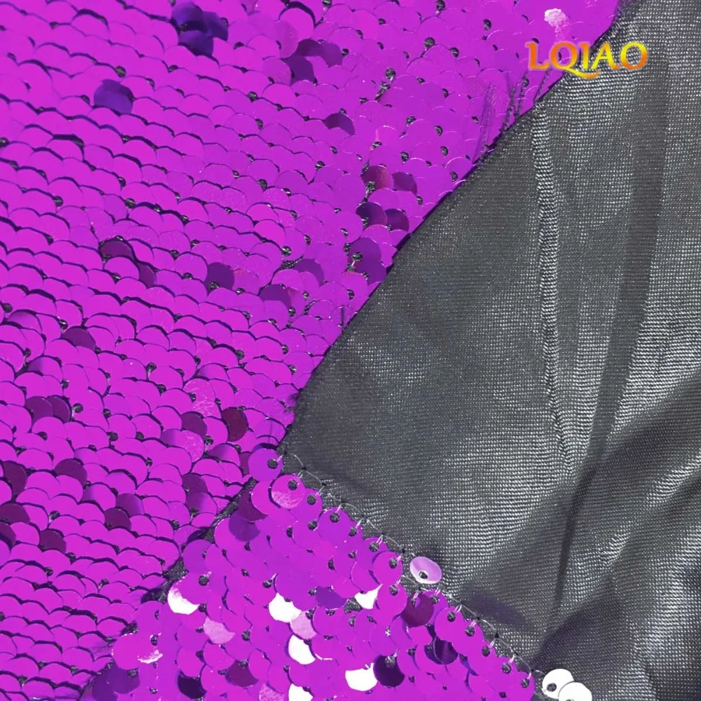 Purple Silver Reversible Sequin Fabric-004