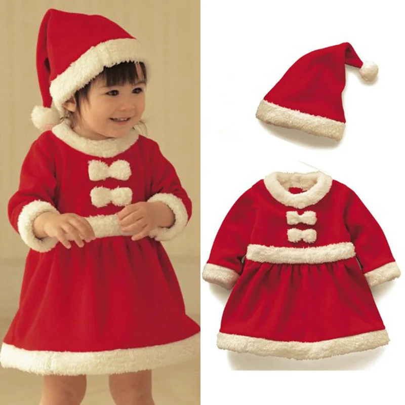 

New children's Christmas set, girl's Christmas dress, hat set.