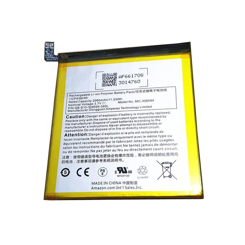 2980mah battery For Amazon Fire 7 with Alexa 2017 7th Generation SR043KL Akku batteries
2980mah battery For Amazon Fire 7 with Alexa 2017 7th Generation SR043KL Akku batteries