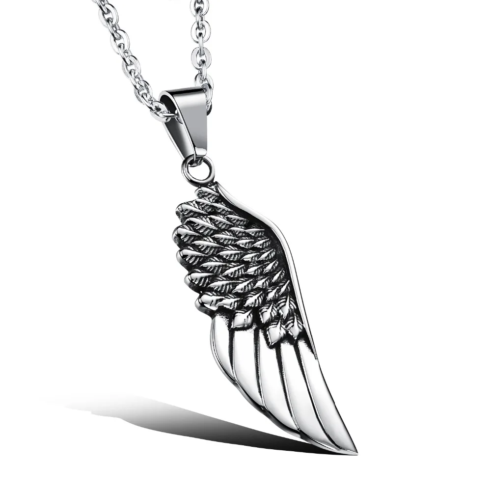 Vintage Necklace Men Stainless Steel Necklace Fashion Pendant Necklaces Angel Wings Cool Men Jewelry Gift wholesale QL1103
Vintage Necklace Men Stainless Steel Necklace Fashion Pendant Necklaces Angel Wings Cool Men Jewelry Gift wholesale QL1103
