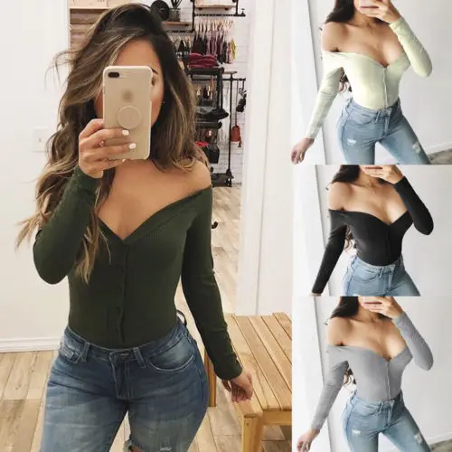 Sexy Womens V-Neck Cotton Knitted Bodysuit Rompers Summer Ladies Stretch Long Sleeve Jumpsuit Playsuit Rompers Shorts Trousers
Sexy Womens V-Neck Cotton Knitted Bodysuit Rompers Summer Ladies Stretch Long Sleeve Jumpsuit Playsuit Rompers Shorts Trousers
