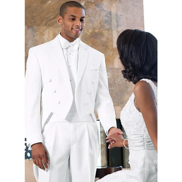 White Italian Mens Tailcoat Wedding Suits for Men Groomsmen Suits 3 pieces Set (Jacket+Pants+Vest) Groom Wedding Suits Men Suits
White Italian Mens Tailcoat Wedding Suits for Men Groomsmen Suits 3 pieces Set (Jacket+Pants+Vest) Groom Wedding Suits Men Suits