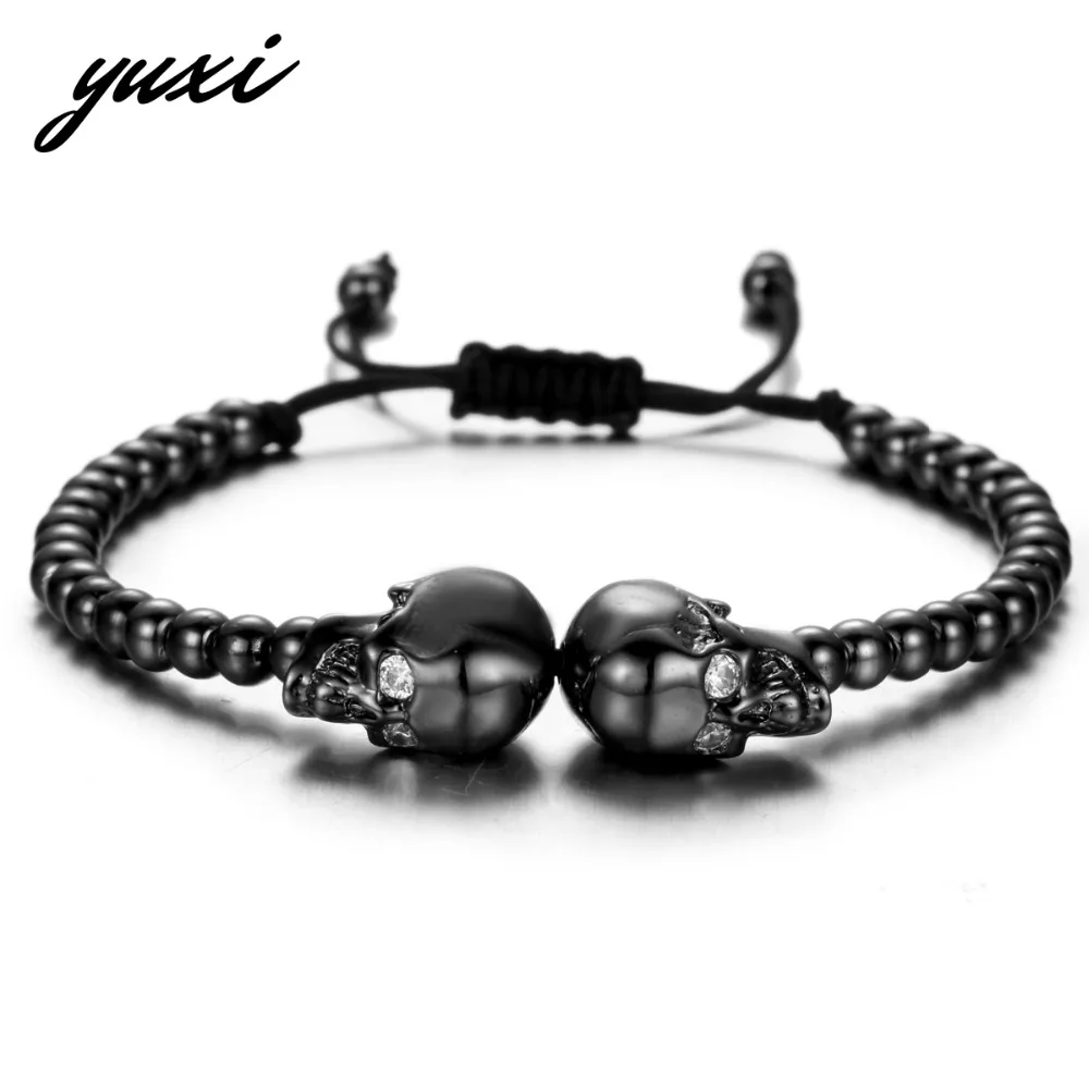 YUXI Punk Double Skull Bracelets For Women Men Braiding Bead Charm Skeleton Bracelet Homme Male Fashion Jewelry Pulseras Hombre
YUXI Punk Double Skull Bracelets For Women Men Braiding Bead Charm Skeleton Bracelet Homme Male Fashion Jewelry Pulseras Hombre