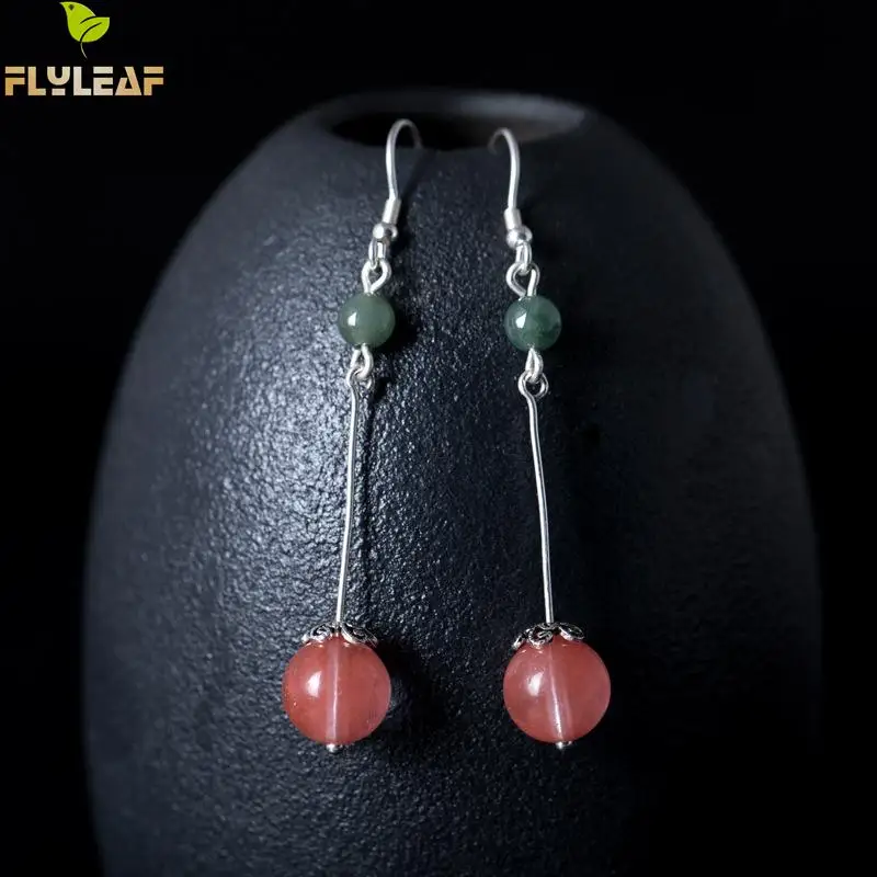 Flyleaf 100% 925 Sterling Silver Strawberry Crystal Natural Stone Beads Long Earrings For Women Fashion Lady Part Jewelry
Flyleaf 100% 925 Sterling Silver Strawberry Crystal Natural Stone Beads Long Earrings For Women Fashion Lady Part Jewelry