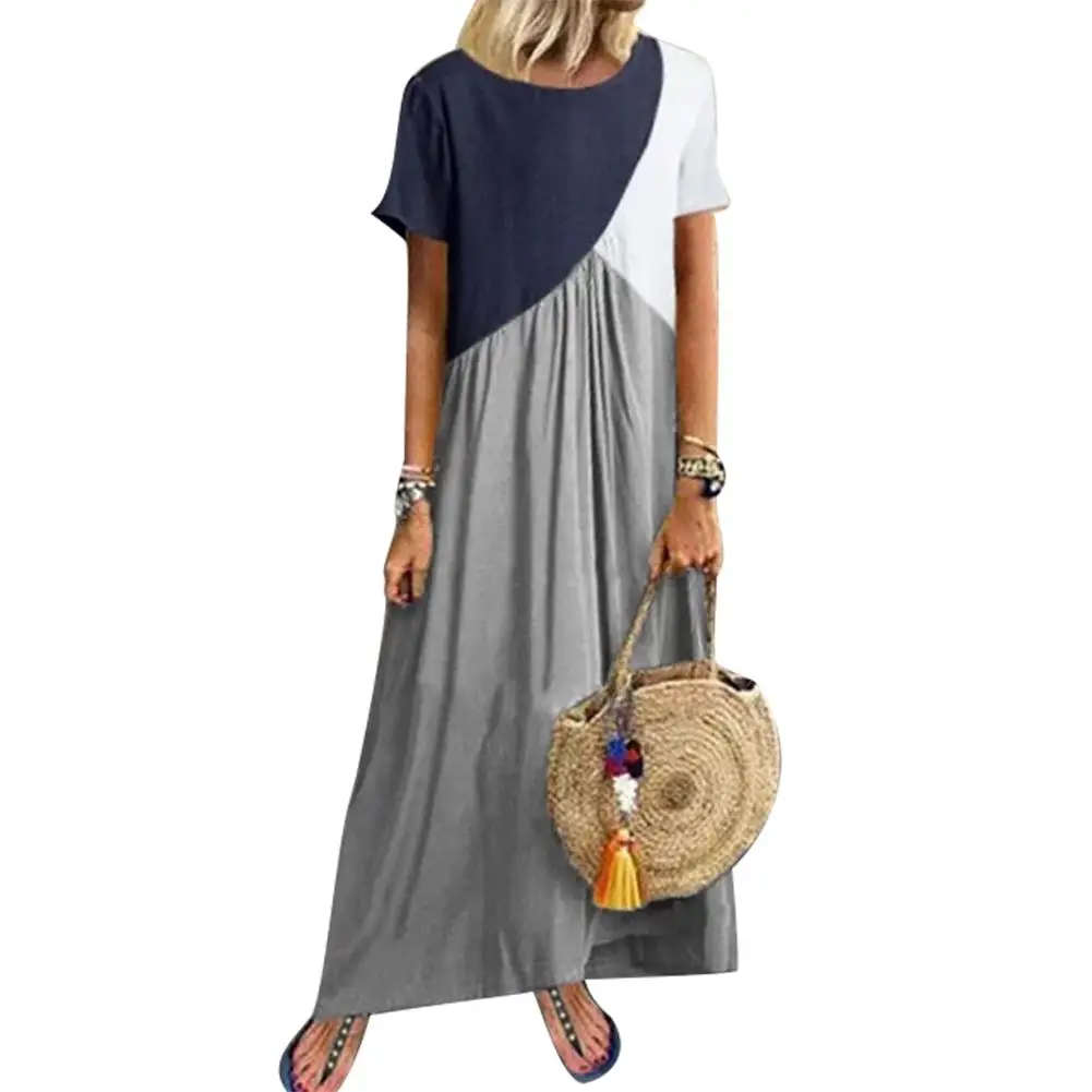 Round Neck Color Blocking Short Sleeve Round Neck Travel Loose Women Maxi Dress New Chic Vintage
Round Neck Color Blocking Short Sleeve Round Neck Travel Loose Women Maxi Dress New Chic Vintage