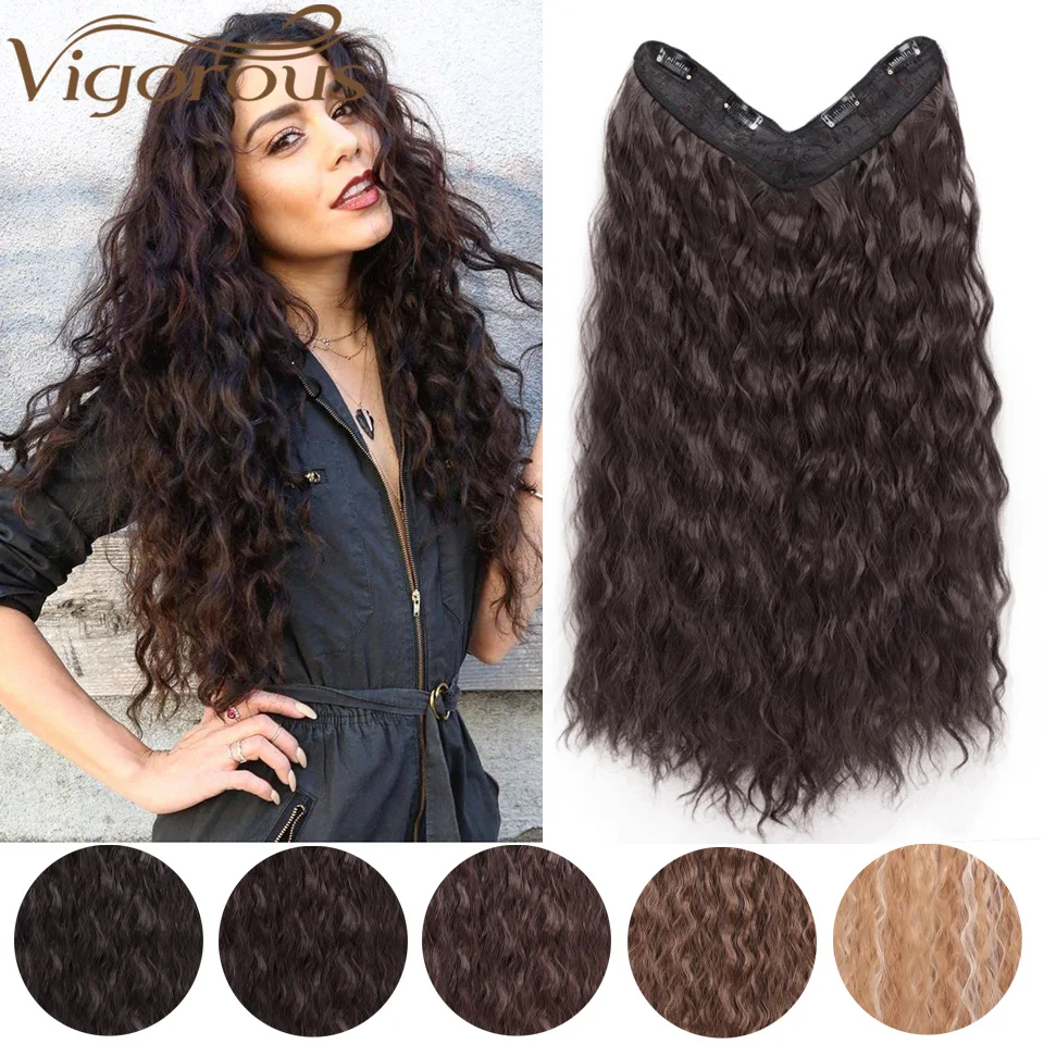 Vigorous 22 inches V-Part Clip in Hair Extension Water Wavy One Piece 3/4 Full Head Long Natural False Synthetic Hairpieces
Vigorous 22 inches V-Part Clip in Hair Extension Water Wavy One Piece 3/4 Full Head Long Natural False Synthetic Hairpieces