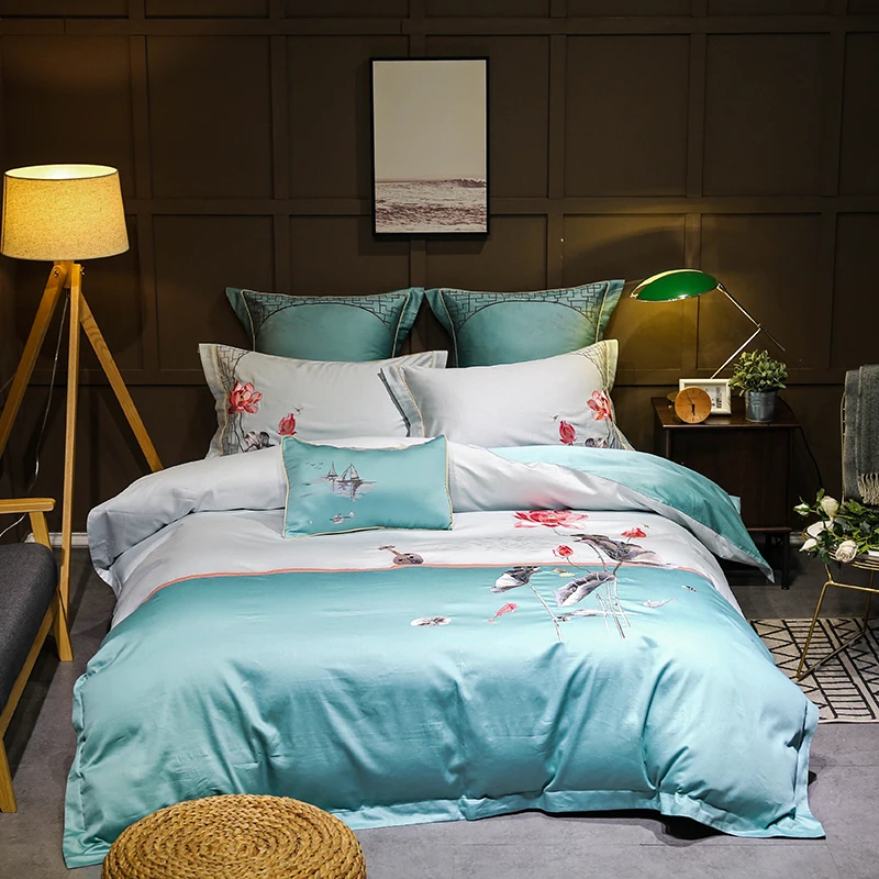Embroidery luxury Egyptian velvet cotton satin large 4/6 bedding bed linen down quilt pillowcase blue
Embroidery luxury Egyptian velvet cotton satin large 4/6 bedding bed linen down quilt pillowcase blue