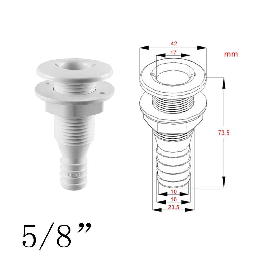 

Nylon Plastic Thru Hull Bilge Fitting For Bilge Pump Aerator Hose of Boat Marine Yacht Sail RV Camper Truck