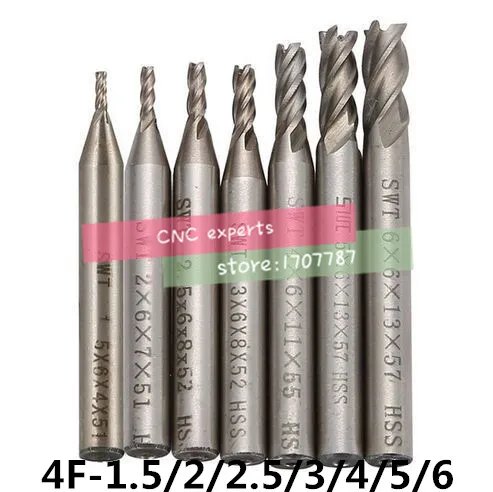 7Pcs End Mill HSS 4 Flutes 1.5mm-6mm Diameter Milling Cutter Straight Shank Router Bit Set CNC Tools
7Pcs End Mill HSS 4 Flutes 1.5mm-6mm Diameter Milling Cutter Straight Shank Router Bit Set CNC Tools