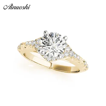 AINUOSHI 925 Sterling Silver Yellow Gold Color Round Cut 4 Prongs Bridal Rings Lady Engagement Anniversary Silver Ring Gifts
AINUOSHI 925 Sterling Silver Yellow Gold Color Round Cut 4 Prongs Bridal Rings Lady Engagement Anniversary Silver Ring Gifts