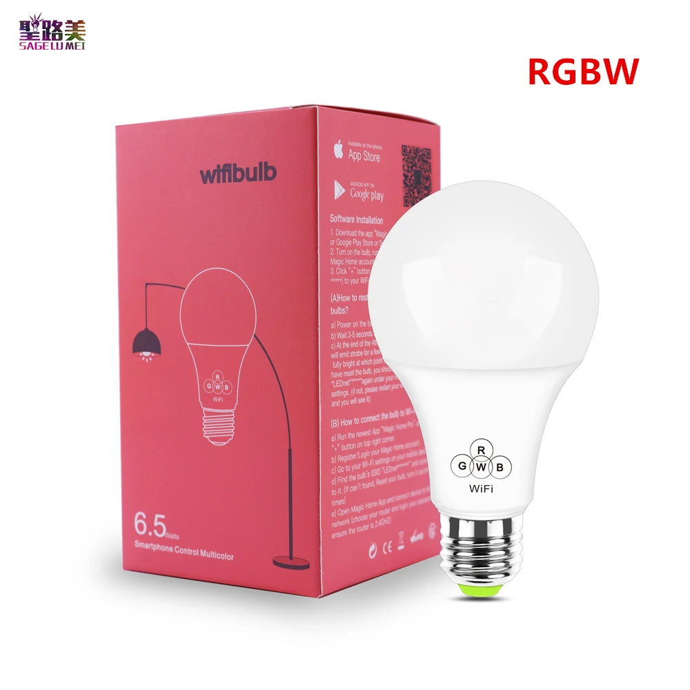 7W Smart LED WIFI Bulb E27 Wifi APP Remote Google Amazon alexa Voice Control Color RGBCW Timing Light Bulb magic home LED lamp
7W Smart LED WIFI Bulb E27 Wifi APP Remote Google Amazon alexa Voice Control Color RGBCW Timing Light Bulb magic home LED lamp