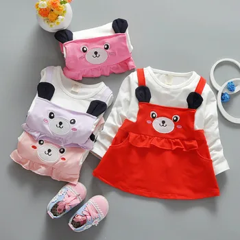 2017 Spring Autumn children's clothing kids girls dress cotton long-sleeved cute Cartoon little bear baby girls strap dress 0-4T
2017 Spring Autumn children's clothing kids girls dress cotton long-sleeved cute Cartoon little bear baby girls strap dress 0-4T