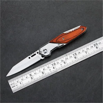 outdoor high hardness special self-defense tool wild tactical knife wooden handle folding fruit knife
outdoor high hardness special self-defense tool wild tactical knife wooden handle folding fruit knife