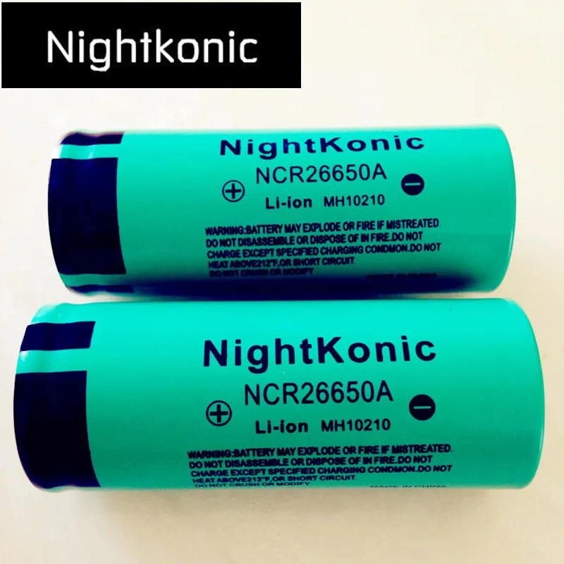 Высокое качество NightKonic 2 шт 26650 батарея 3 7 V 5000mAh литий-ионная аккумуляторная |