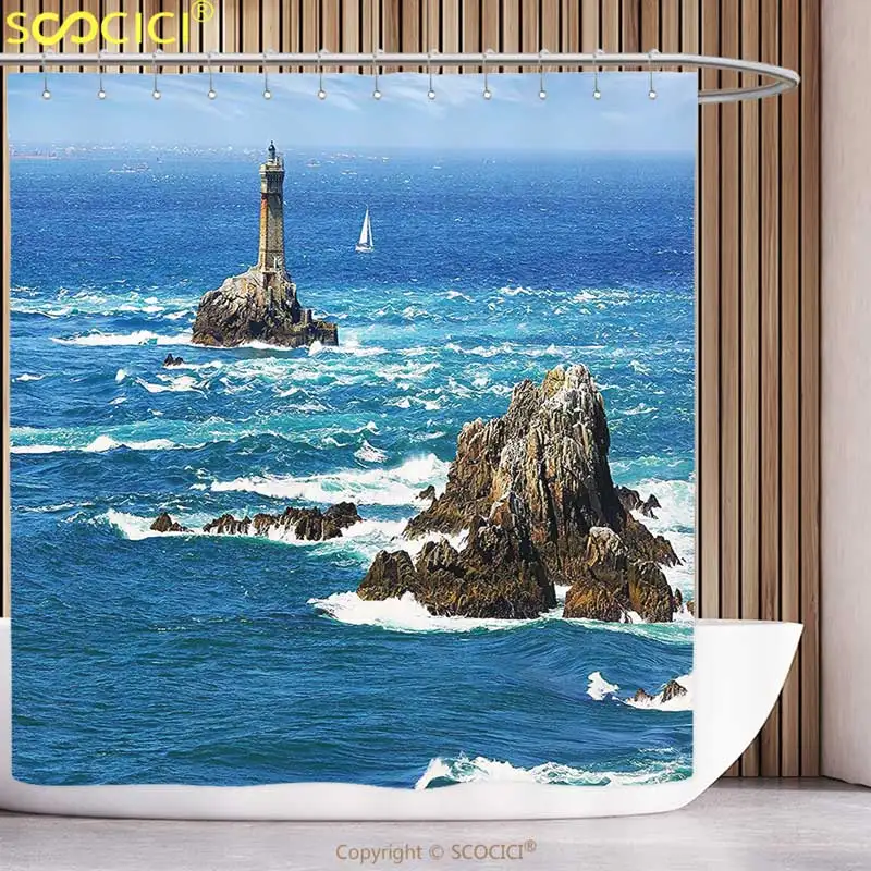 Decorative Shower Curtain Lighthouse Decor Bright Daytime Lighthouse Wavy Ocean View Clear Sky Rocky Islands Sailboat Blue Gray
Decorative Shower Curtain Lighthouse Decor Bright Daytime Lighthouse Wavy Ocean View Clear Sky Rocky Islands Sailboat Blue Gray