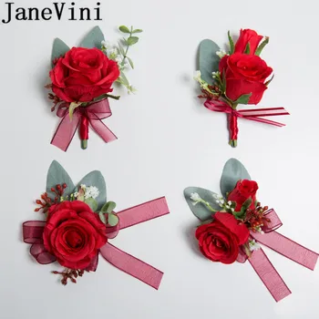 JaneVini Red Rose Bride Groom Boutonniere Suit Groom Flower Bridesmaid Groomsmen Wrist Flowers Wedding Corsages Noivo Casamento
JaneVini Red Rose Bride Groom Boutonniere Suit Groom Flower Bridesmaid Groomsmen Wrist Flowers Wedding Corsages Noivo Casamento