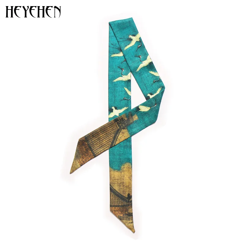 New Design Chinese Style Crane Print Skinny Silk Women Bag Scarf Small Twill Silk Luxury Head hand Ribbon Hair Scarf Fashion
New Design Chinese Style Crane Print Skinny Silk Women Bag Scarf Small Twill Silk Luxury Head hand Ribbon Hair Scarf Fashion
