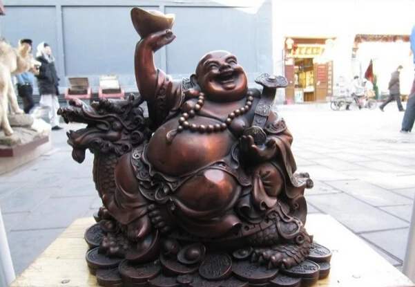 S1611 China red bronze On Yuanbao laughter Maitreya Buddha Sitting Dragon Statue D0318
S1611 China red bronze On Yuanbao laughter Maitreya Buddha Sitting Dragon Statue D0318