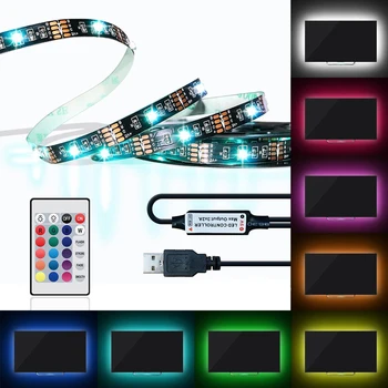 DC5V USB LED Strip 5050 RGB TV Background Lighting Cuttable with 24Key IR Controller 50CM/1M/2M/3M Set
DC5V USB LED Strip 5050 RGB TV Background Lighting Cuttable with 24Key IR Controller 50CM/1M/2M/3M Set