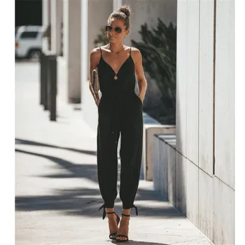 2019 New Summer Spaghetti Strap Women Jumpsuits Casual Solid Color Rompers Streetwear Female Sleeveless Backless Jumpsuits
2019 New Summer Spaghetti Strap Women Jumpsuits Casual Solid Color Rompers Streetwear Female Sleeveless Backless Jumpsuits
