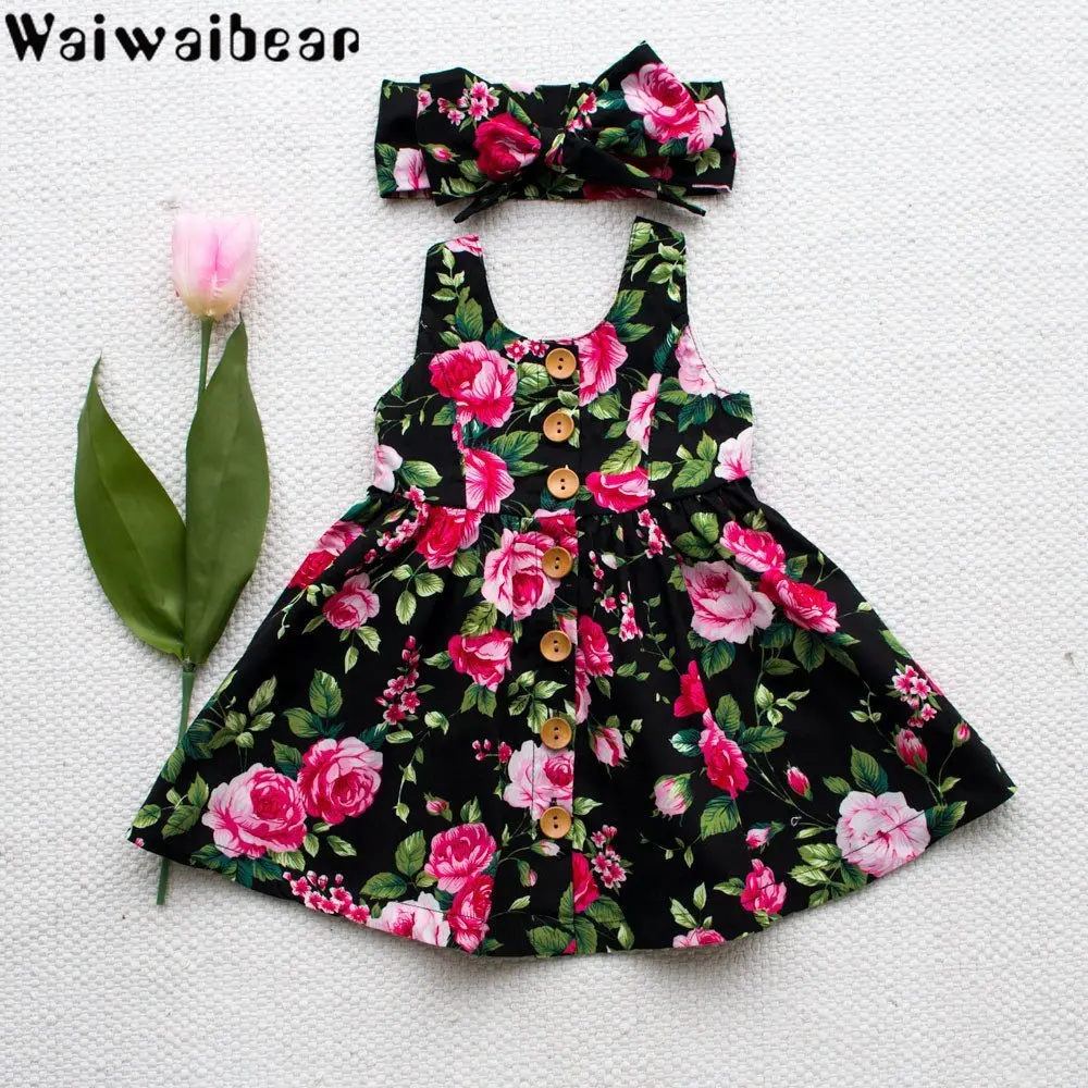 Waiwaibear Summer Baby Kids Girls Dresses Kids Sleeveless Dresses Costumes With Button Princess Dress girl clothes
Waiwaibear Summer Baby Kids Girls Dresses Kids Sleeveless Dresses Costumes With Button Princess Dress girl clothes