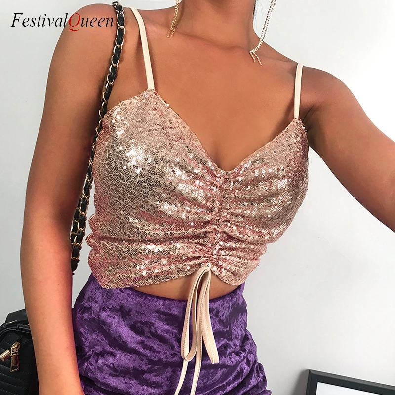 Shiny Pink Sequins Crop Tops Women Sexy Deep V Neck Shirring Camis Drawstring Back Zipper Vest Party Night Club Fashion Tank Top
Shiny Pink Sequins Crop Tops Women Sexy Deep V Neck Shirring Camis Drawstring Back Zipper Vest Party Night Club Fashion Tank Top