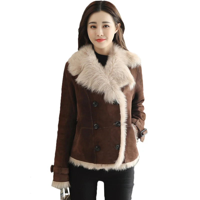 Winter Women Faux Fur Lining Sheepskin Coat Female Short Shearling Coats Patchwork Faux Suede Leather Jackets
Winter Women Faux Fur Lining Sheepskin Coat Female Short Shearling Coats Patchwork Faux Suede Leather Jackets