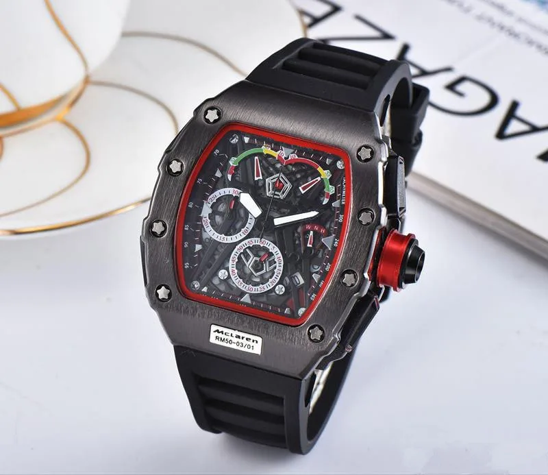 

Sport Men's Luxury Brand Famous Unique Designer Quartz Watch Male Silica Watches Men Relogio Masculino Stop Watch Six Needles