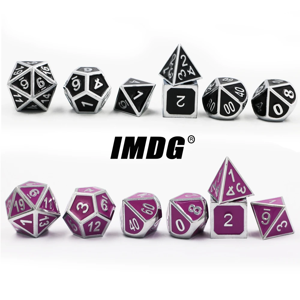 IMDG 7pcs/set Creative RPG Game Dice Polyhedron Metal Dice DND Enamel Chromium Color Digital Game Dice
IMDG 7pcs/set Creative RPG Game Dice Polyhedron Metal Dice DND Enamel Chromium Color Digital Game Dice