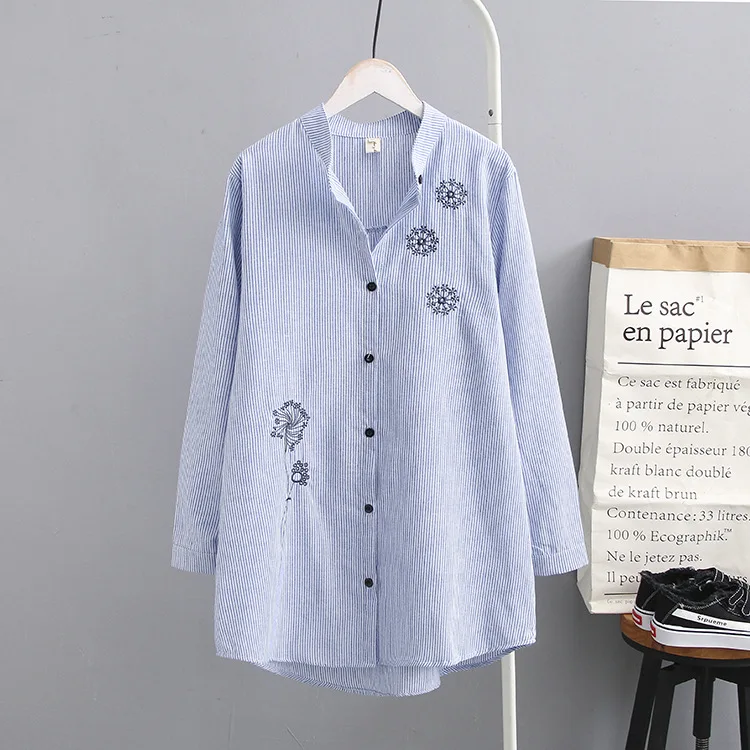 2019 Plus Size Women Blouses Spring Clothing Fashion Casual Loose Long Sleeve Cotton stripe Shirts J8-902
2019 Plus Size Women Blouses Spring Clothing Fashion Casual Loose Long Sleeve Cotton stripe Shirts J8-902