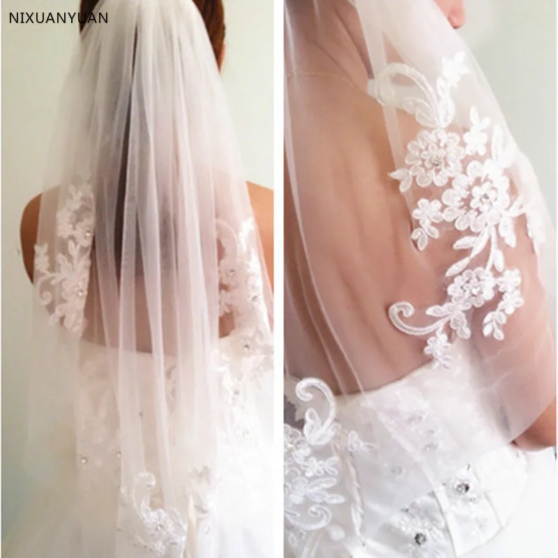 Wedding Veil Bridal Veils Velo De Novia In Stock Short One Layer Waist Length Beaded Diamond Appliqued White or Ivory
Wedding Veil Bridal Veils Velo De Novia In Stock Short One Layer Waist Length Beaded Diamond Appliqued White or Ivory
