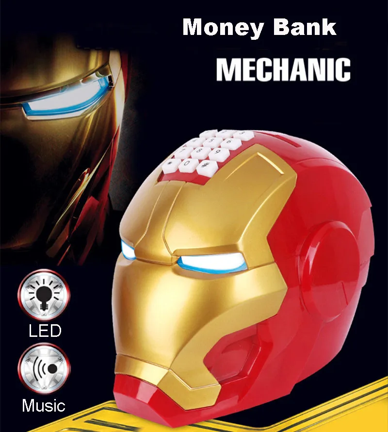 Electric Automatic Piggy Bank with music Mechanic Money Roller Iron Man ATM Cash Tank Creative Children's Gift Money Storage
Electric Automatic Piggy Bank with music Mechanic Money Roller Iron Man ATM Cash Tank Creative Children's Gift Money Storage