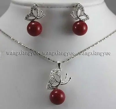 12mm Red South sea Shell Pearl Earrings & Necklace Pendant Set >^^1>18K gold plated watch Quartz stone CZ crystal
12mm Red South sea Shell Pearl Earrings & Necklace Pendant Set >^^1>18K gold plated watch Quartz stone CZ crystal
