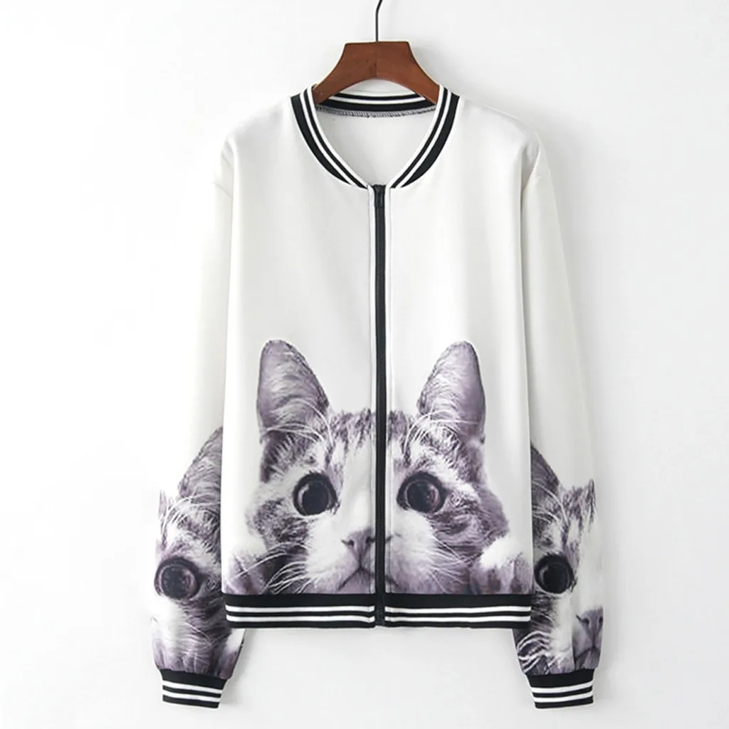 Womail Autumn Sport Coat Cat Printed Female Jacket Sweatshirt Women O-Neck Zipper White Long Sleeve Casual Slim Sweatshirts F716
Womail Autumn Sport Coat Cat Printed Female Jacket Sweatshirt Women O-Neck Zipper White Long Sleeve Casual Slim Sweatshirts F716