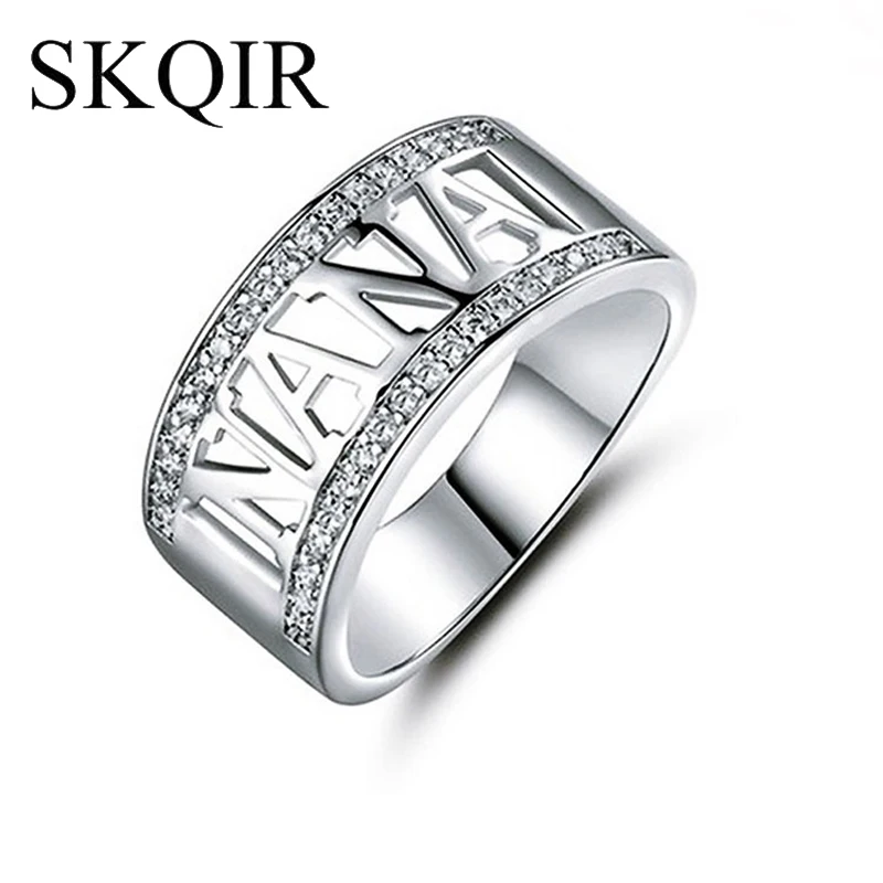 Surround Clear CZ Anillos Mujer Silver Rose Color Letter NANA Rings For Hombre Ring Mother Grandma Christmas Gift Female Jewelry
Surround Clear CZ Anillos Mujer Silver Rose Color Letter NANA Rings For Hombre Ring Mother Grandma Christmas Gift Female Jewelry