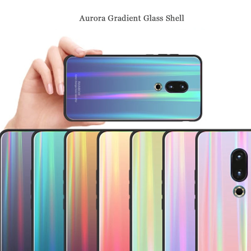 Luxury Gradient Tempered Glass Case For Meizu 16th Case Fashion RainBow Soft Frame Cover Coque For MeiZu 16th Plus Case Fundas (12)