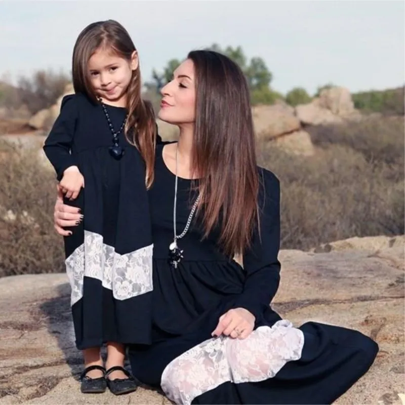 2018 Mommy and Me Mother Daughter Dresses Lace Striped Clothes for Family Long-sleeved Clothing Mom and Daughter Dress Black
2018 Mommy and Me Mother Daughter Dresses Lace Striped Clothes for Family Long-sleeved Clothing Mom and Daughter Dress Black