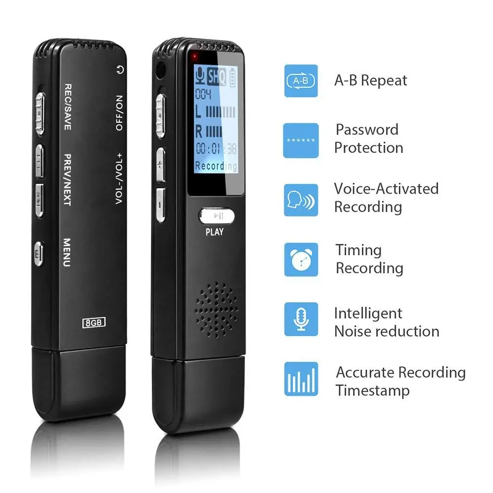 Digital Voice Activated Recorder Sound Audio Recording Dictaphone for Lectures Meetings MP3 Player Mini Recorder V25
Digital Voice Activated Recorder Sound Audio Recording Dictaphone for Lectures Meetings MP3 Player Mini Recorder V25